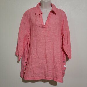 Tahari Linen V-Neck Top